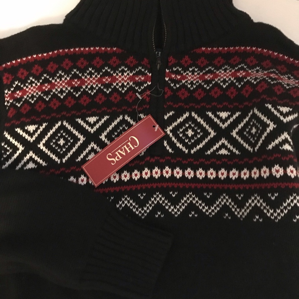 New Chaps fair isle  Ralph Lauren zip neck Nordic sweater young men's  18 -20